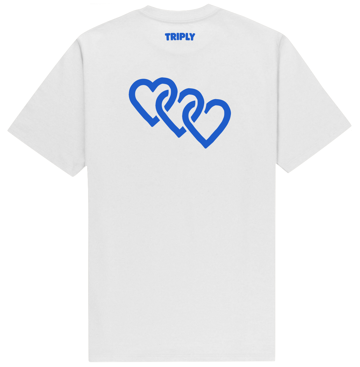 White Triply T-shirt with blue hearts