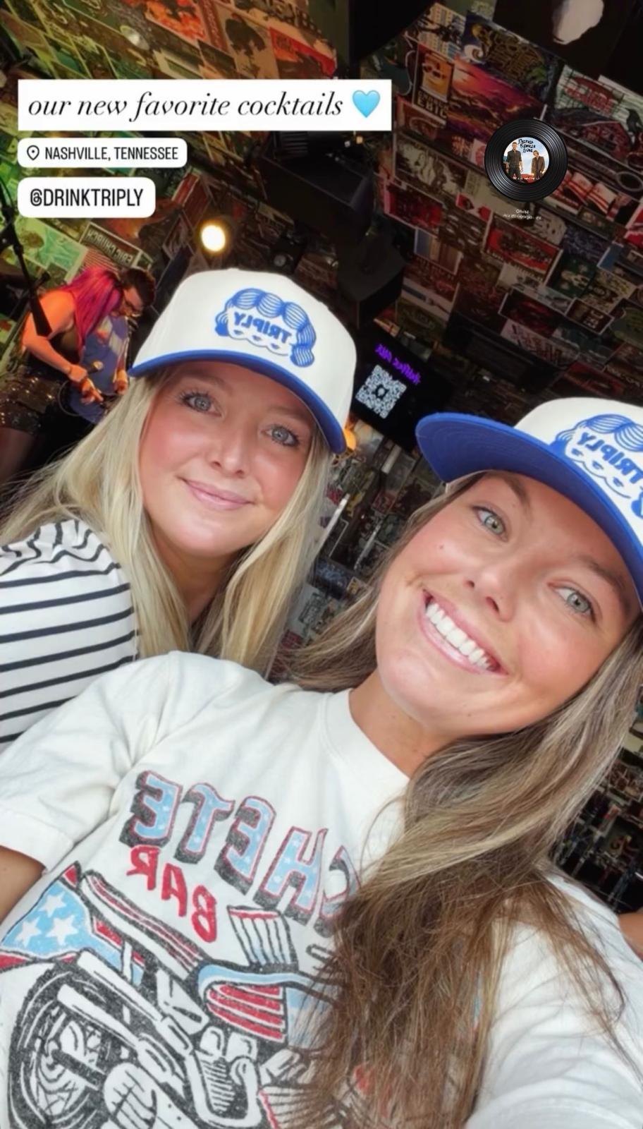 Friends wearing Triply hats in Nashville